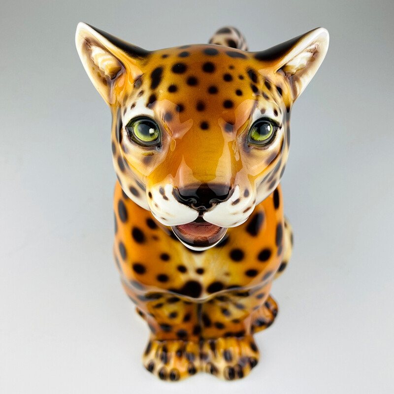 Vintage ceramic jug Leopard, Italy 1970s