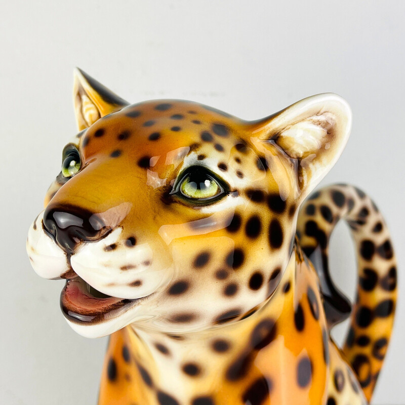 Jarro de cerâmica Vintage Leopard, Itália 1970s