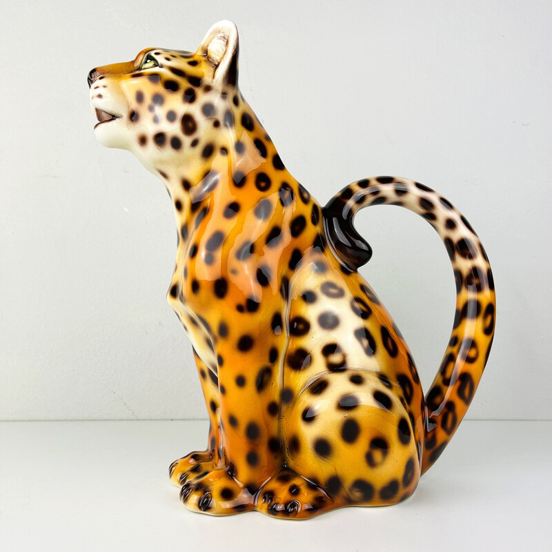 Vintage ceramic jug Leopard, Italy 1970s