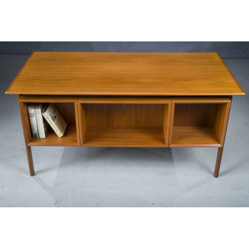 Vintage dubbelzijdig teakhouten bureau van Brouer Møbelfabrik voor Arne Vodder, Denemarken 1960