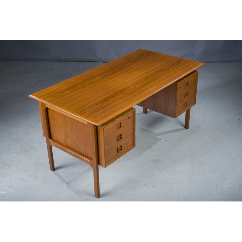 Vintage dubbelzijdig teakhouten bureau van Brouer Møbelfabrik voor Arne Vodder, Denemarken 1960