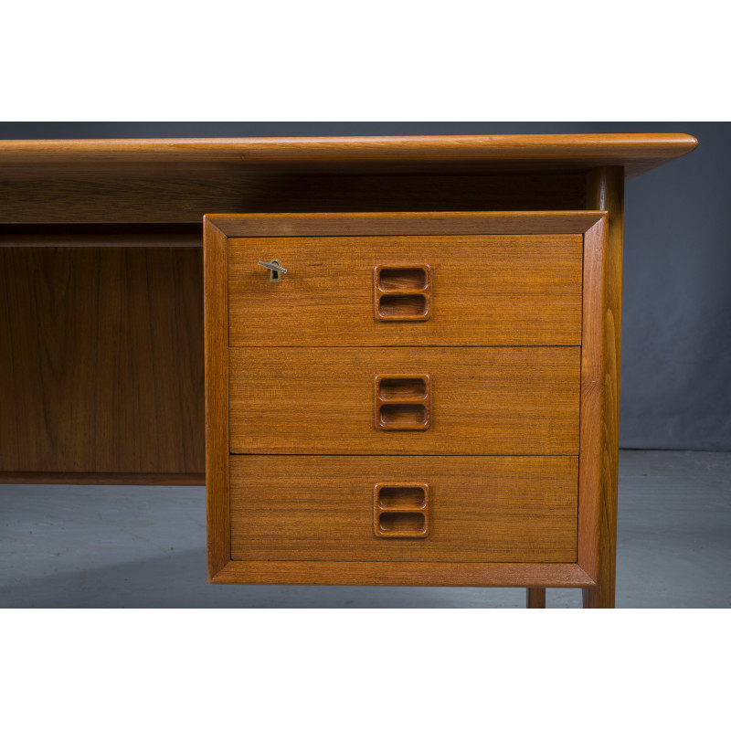 Vintage dubbelzijdig teakhouten bureau van Brouer Møbelfabrik voor Arne Vodder, Denemarken 1960