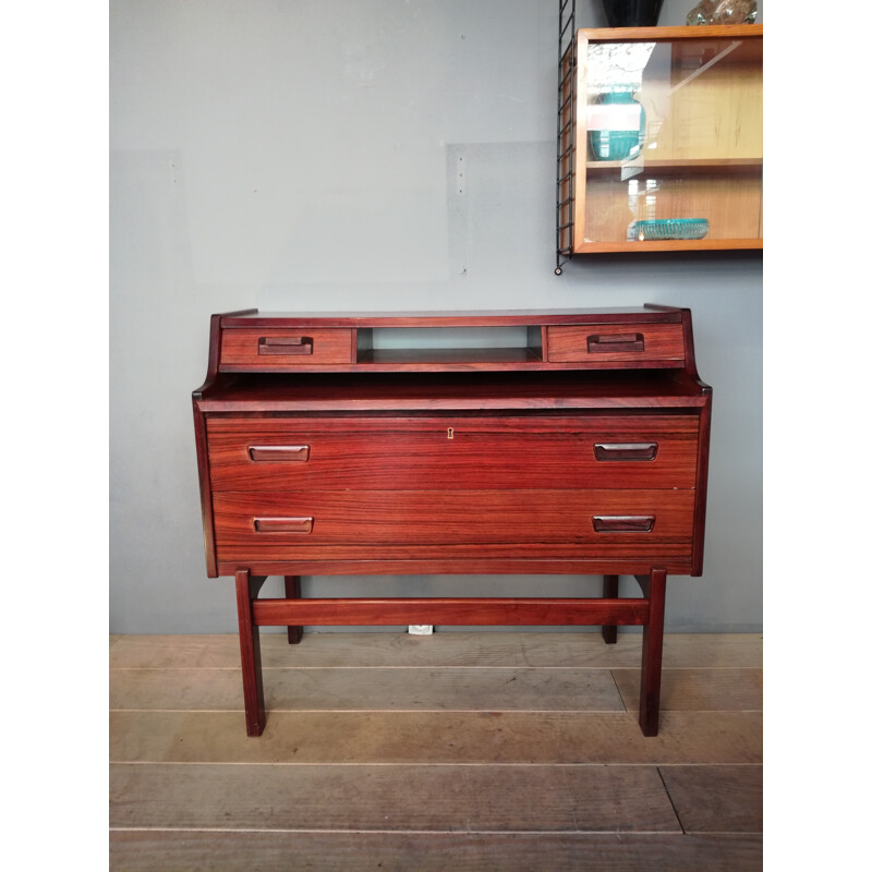 Rosewood writing desk with lock - 1960s