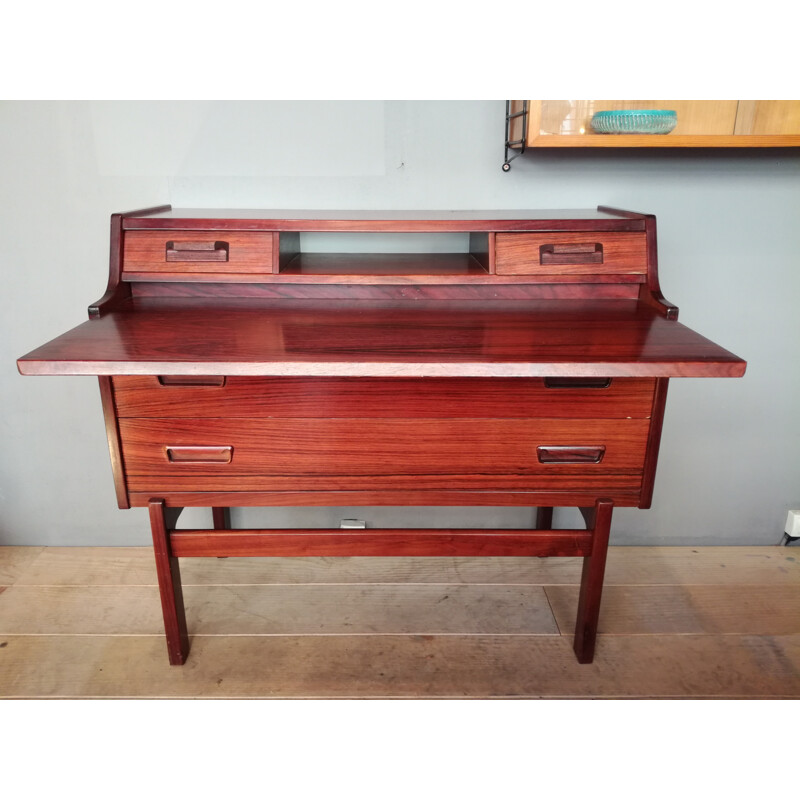 Rosewood writing desk with lock - 1960s