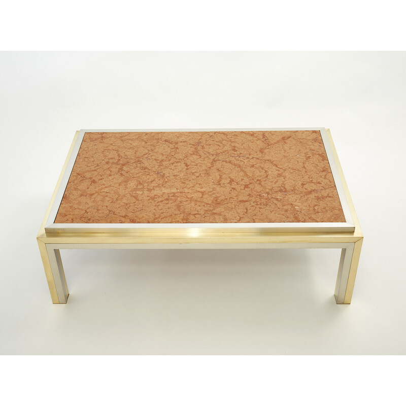 Vintage chrome and brass coffee table by Romeo Rega for Metalarte, 1970