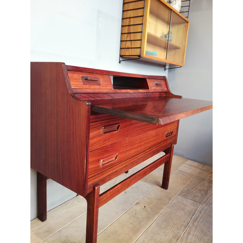 Rosewood writing desk with lock - 1960s