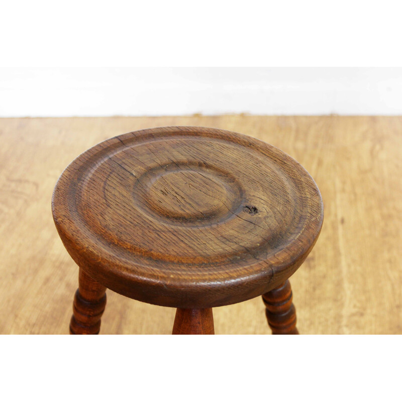 Vintage farm stool in solid oakwood