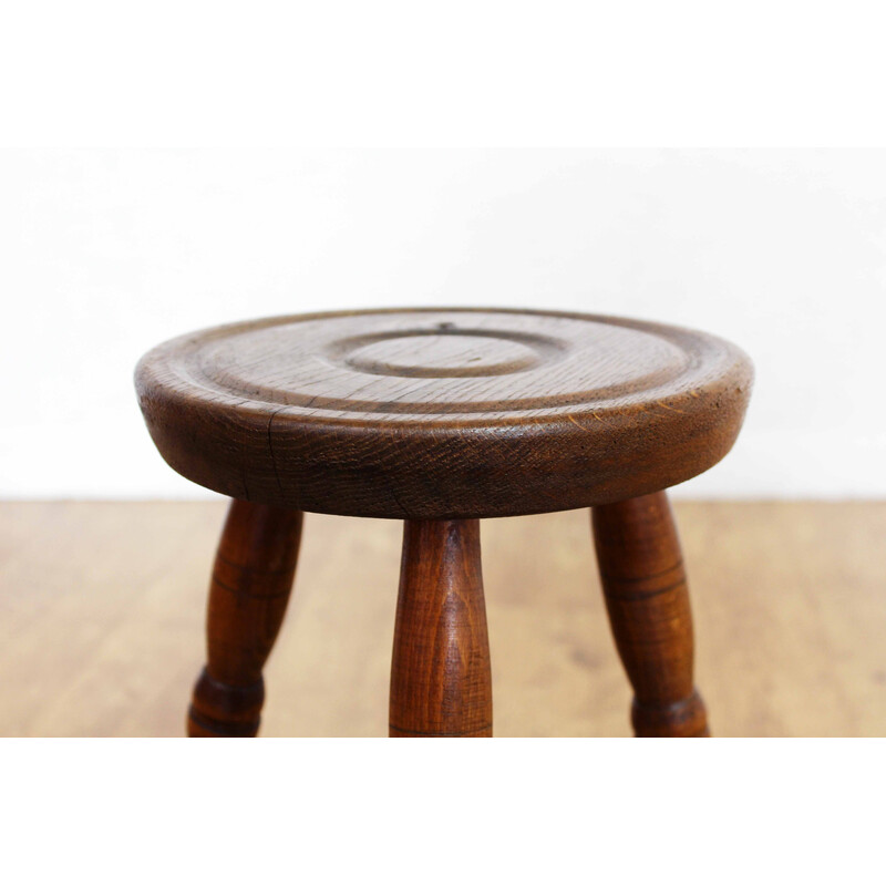 Vintage farm stool in solid oakwood