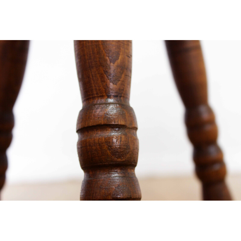 Vintage farm stool in solid oakwood