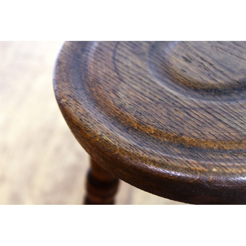 Vintage farm stool in solid oakwood