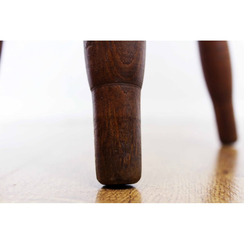 Tabouret de ferme vintage en chêne massif