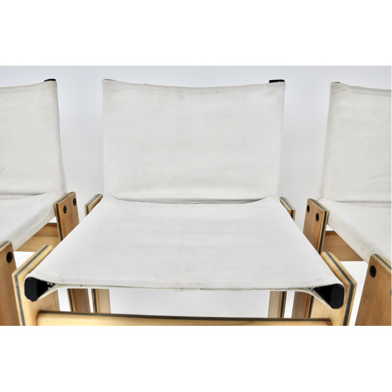 Set of 4 vintage Monk chairs in fabric and wood by Afra and Tobia Scarpa for Molteni, 1970