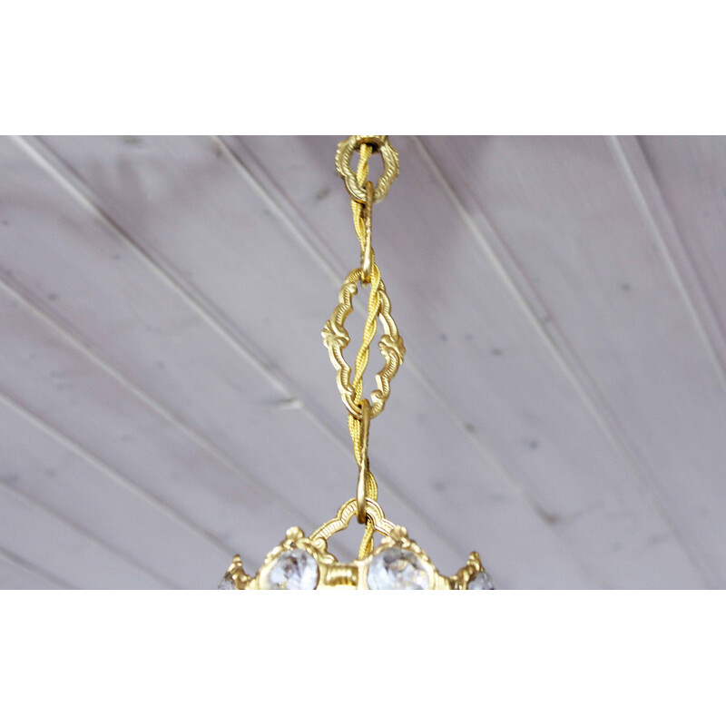 Lustre vintage Palwa en cristal et laiton