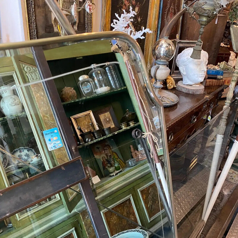 Mid-century brass and glass Italian wall mirror, 1950s