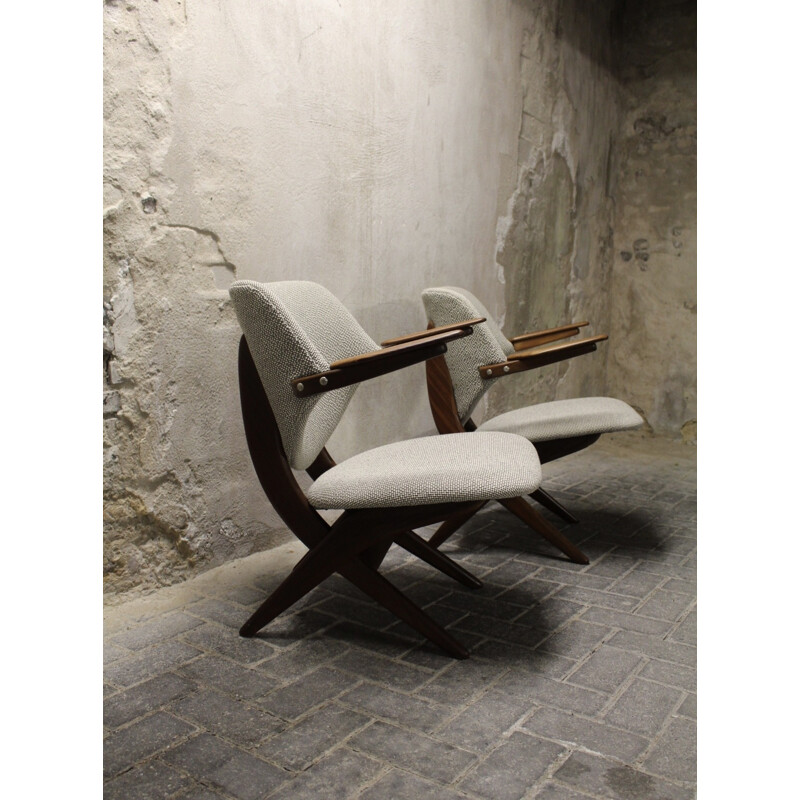 Set of 2 Wébé Pelican armchairs in grey, Louis VAN TEEFFELEN - 1950s