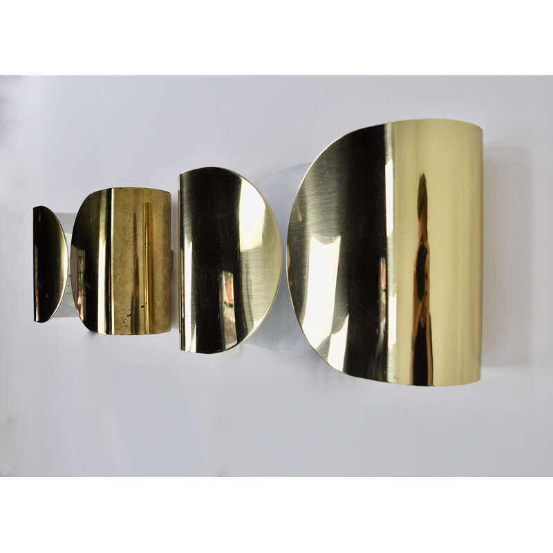 Pair of vintage Golden Foglio wall lamps by Tobia and Afra Scarpa for Flos, 1960