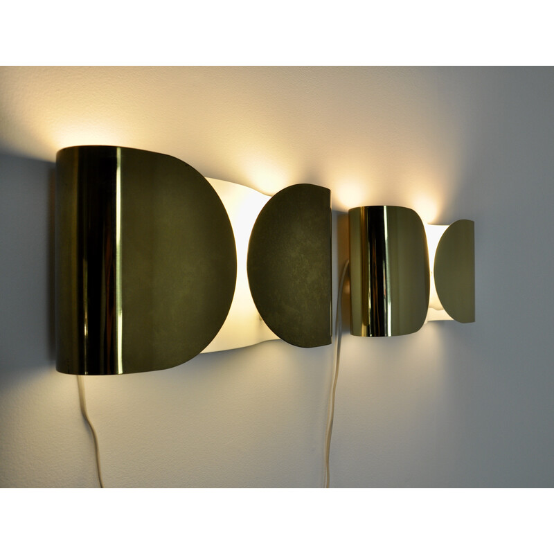 Pair of vintage Golden Foglio wall lamps by Tobia and Afra Scarpa for Flos, 1960