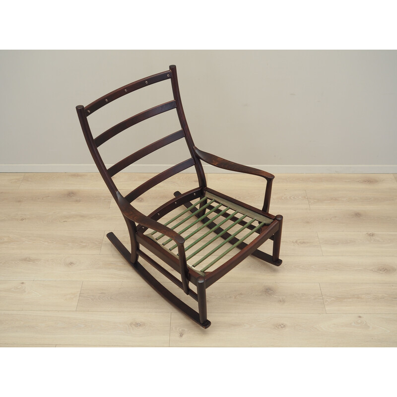 Vintage beechwood rocking chair with upholstery, Denmark 1980s