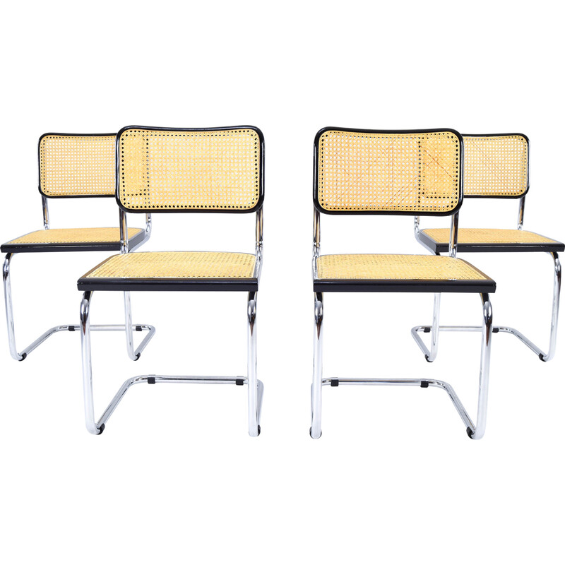 Set of 4 mid-century Italian B32 armchairs by Marcel Breuer for Cesca, 1970s