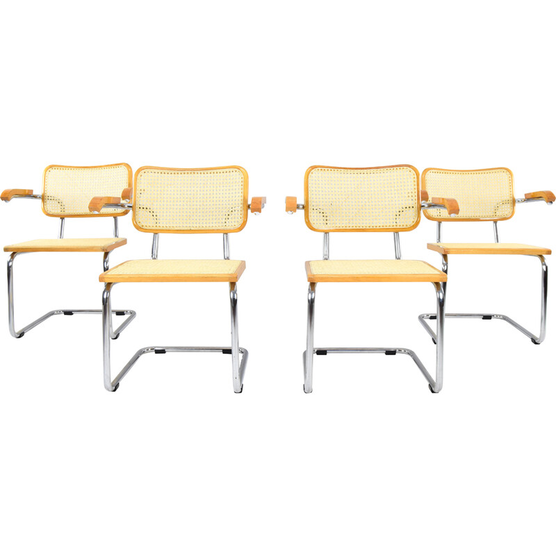 Set of 4 mid-century Italian B64 chairs by Marcel Breuer for Cesca, 1970s