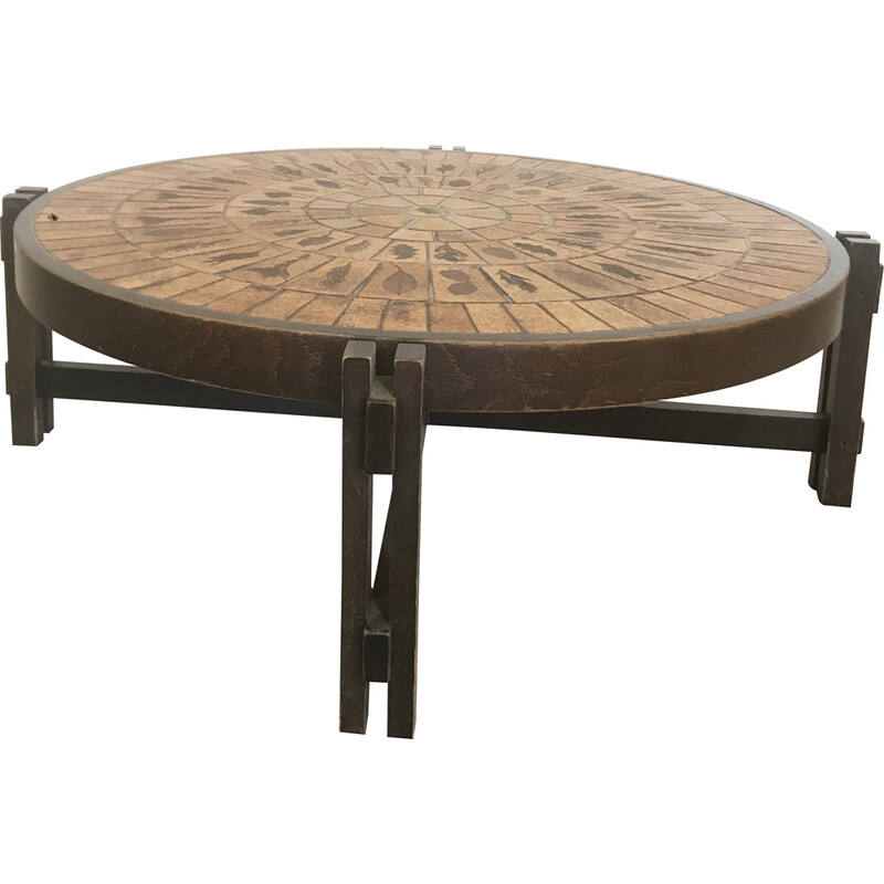 Vintage coffee table Herbier by Roger Capron