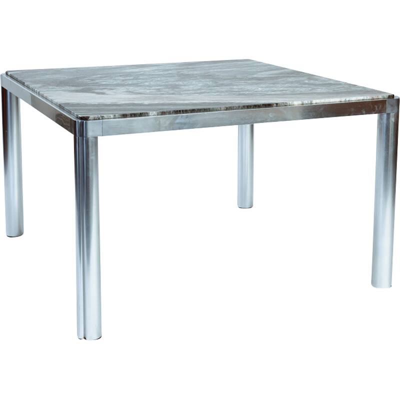 Vintage marble and aluminium table by Kho Liang Ie for Artifort, 1970s