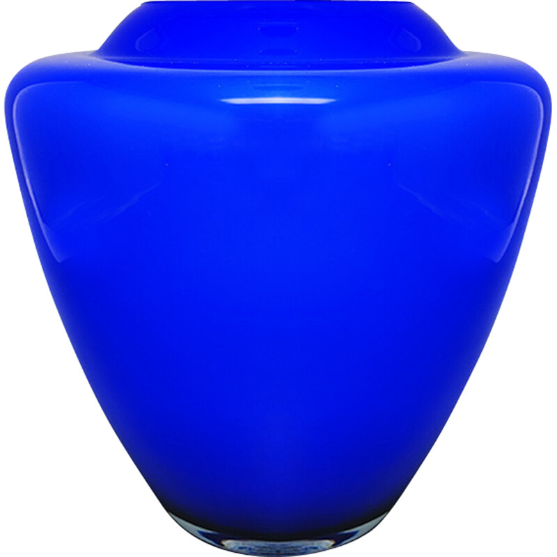 Vaso de vidro Vintage Murano azul por Carlo Nason, Itália 1960