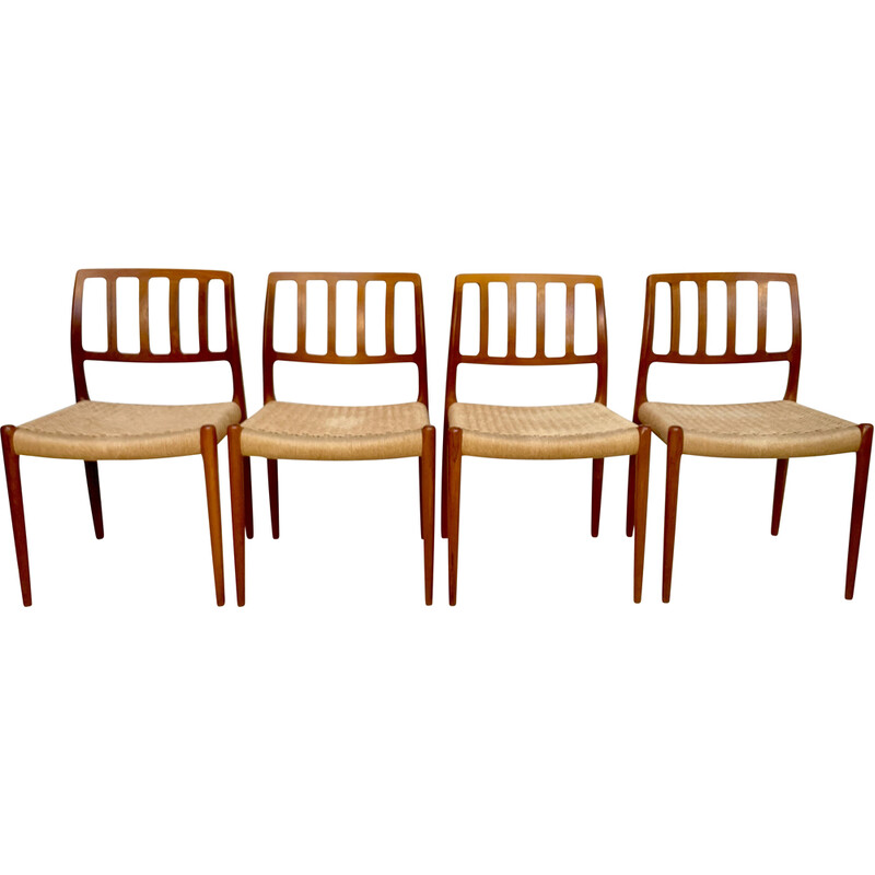 Set of 4 vintage Danish dining chairs "Model No. 83" by Niels O. Møller for J.L. Møllers Møbelfabrik, 1970s