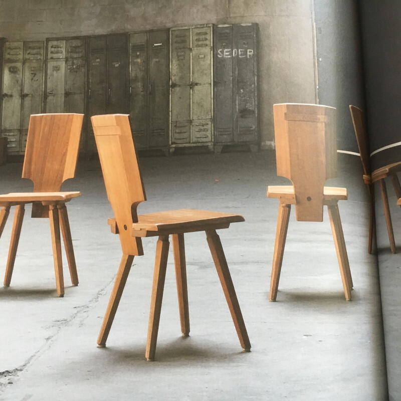 Set van 6 vintage stoelen model S 28 van Pierre Chapo, 1976