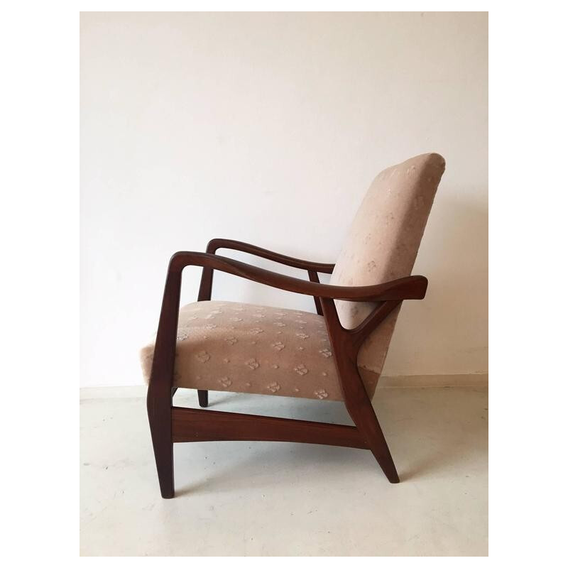 Pair of vintage teak armchairs with organic shape, Netherlands 1950