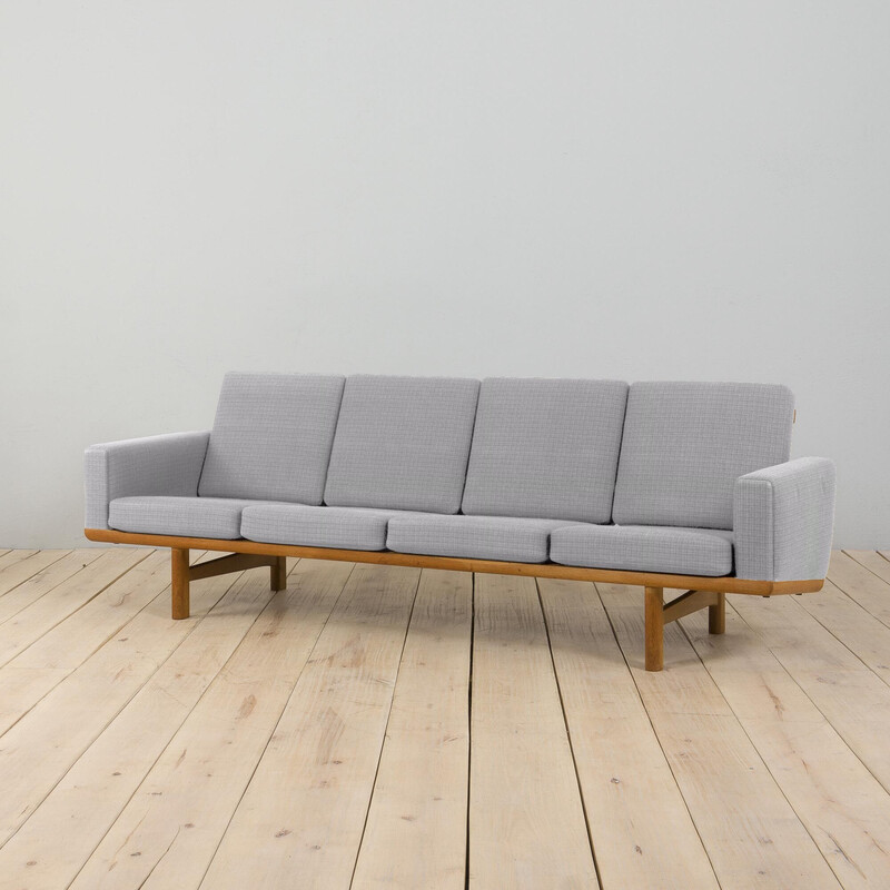 Vintage Ge236 oakwood 4 seater sofa by Hans Wegner for Getama, Denmark 1960s