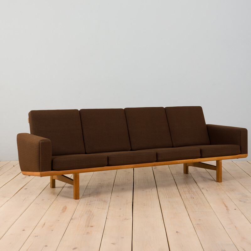 Vintage Ge236 eiken 4-zits bank van Hans Wegner voor Getama, Denemarken 1960