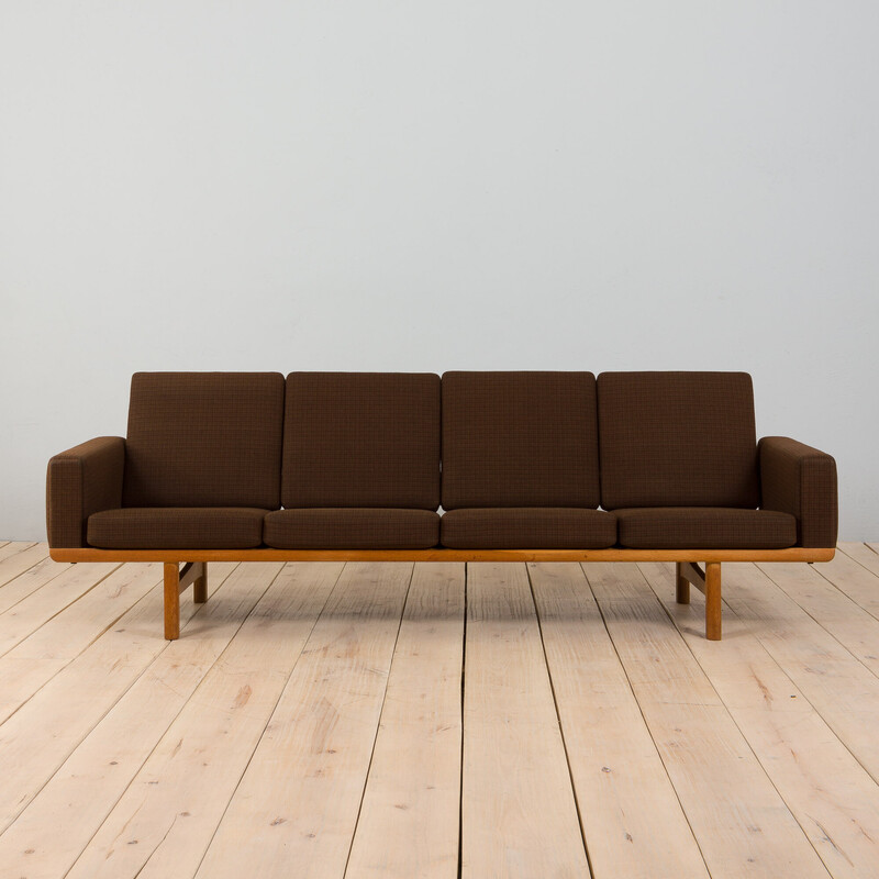 Vintage Ge236 oakwood 4 seater sofa by Hans Wegner for Getama, Denmark 1960s