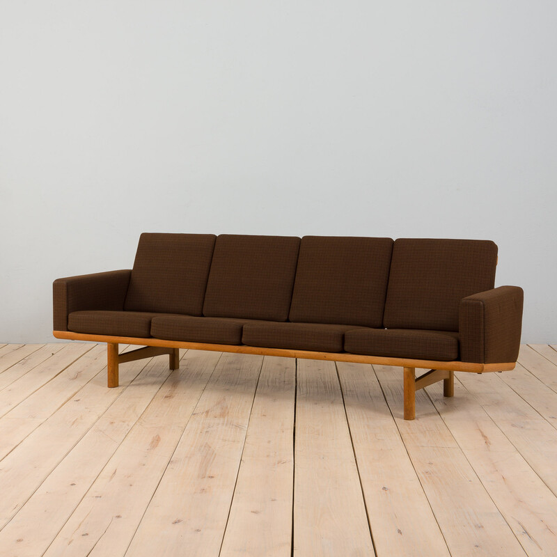 Vintage Ge236 oakwood 4 seater sofa by Hans Wegner for Getama, Denmark 1960s