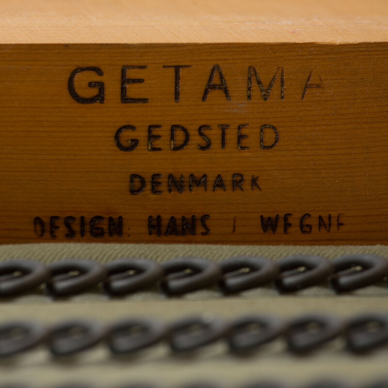 Divano vintage a 4 posti in rovere Ge236 di Hans Wegner per Getama, Danimarca 1960