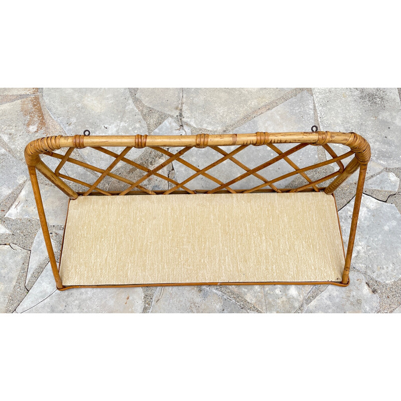 Vintage-Wandregal aus Rattan, 1950