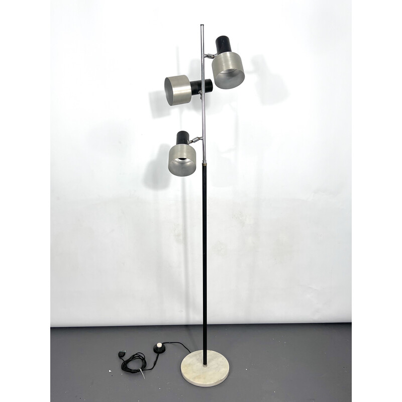 Mid-century marble and metal three arms floor lamp, Italy 1960s