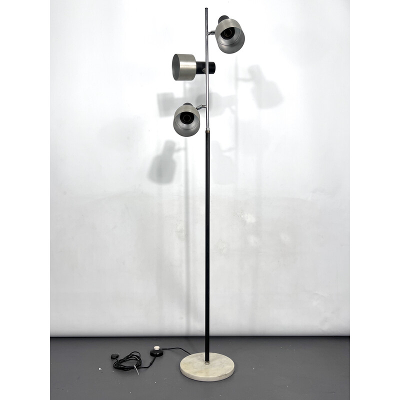 Mid-century marble and metal three arms floor lamp, Italy 1960s