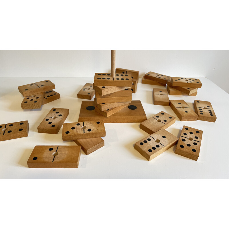Vintage dominoes set in solid beech wood