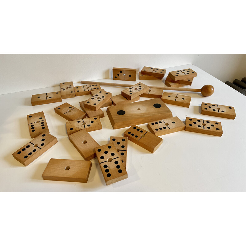 Vintage dominoes set in solid beech wood