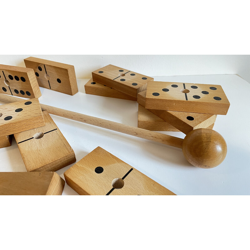 Vintage dominoes set in solid beech wood