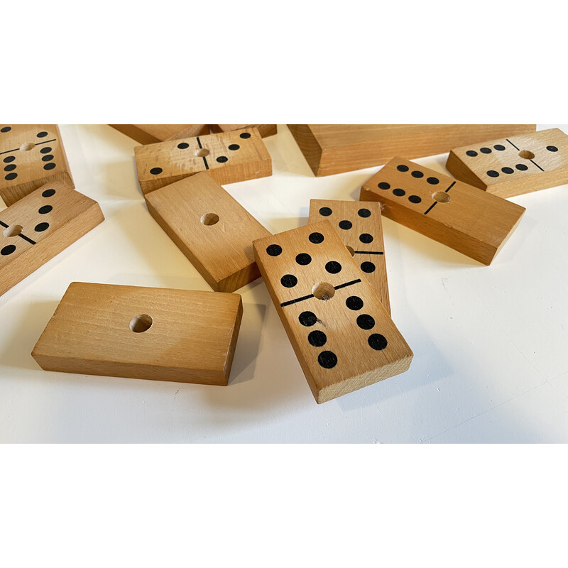 Vintage dominoes set in solid beech wood