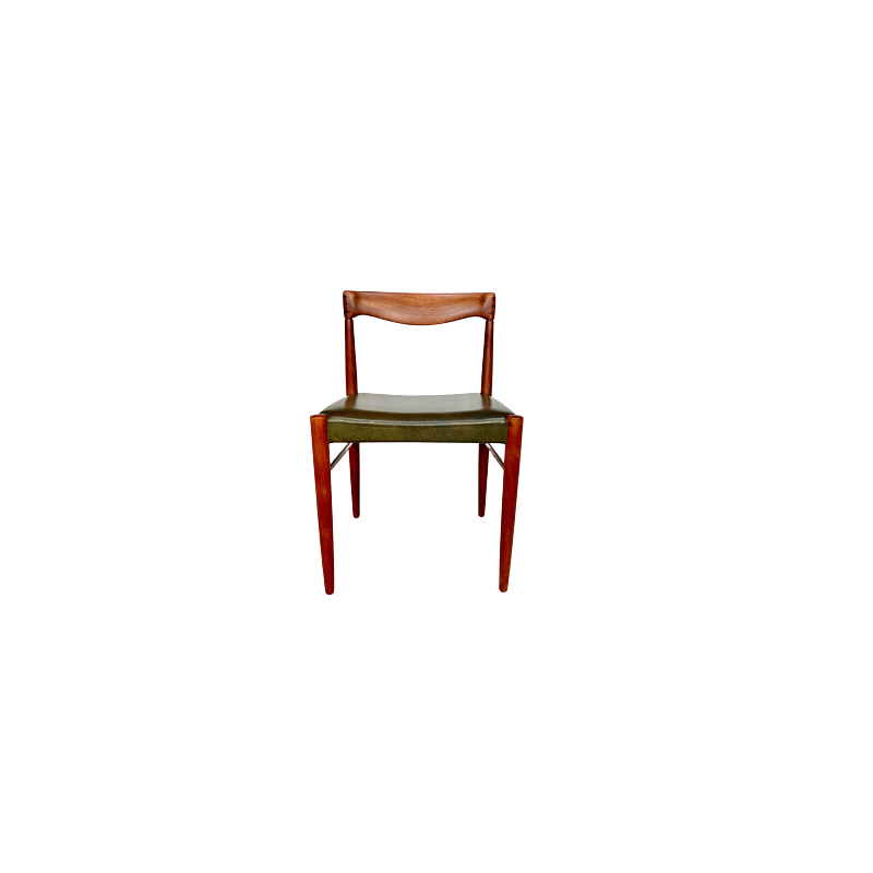 Chaise danoise vintage en teck avec assise en cuir de H.W. Klein pour Bramin, 1960