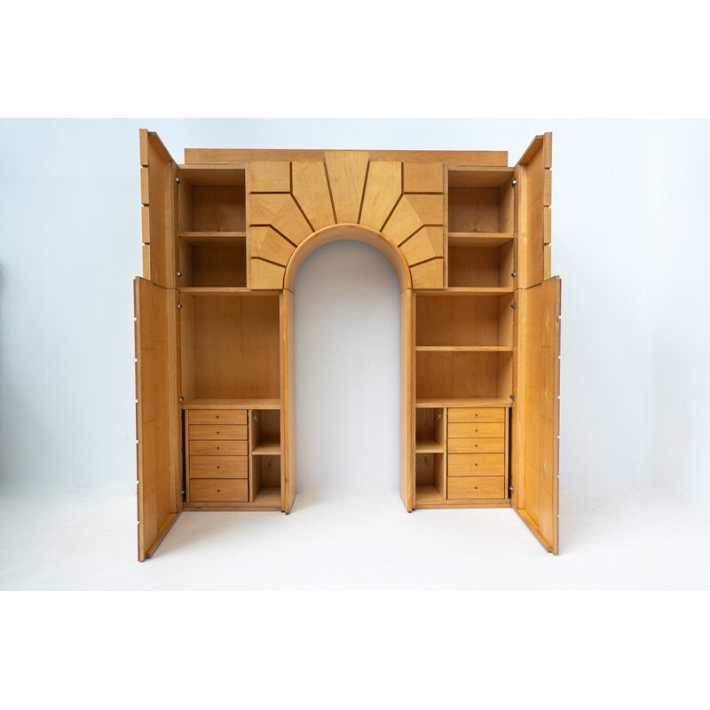 Mid-century maple wood bookcase, Italy 1980s