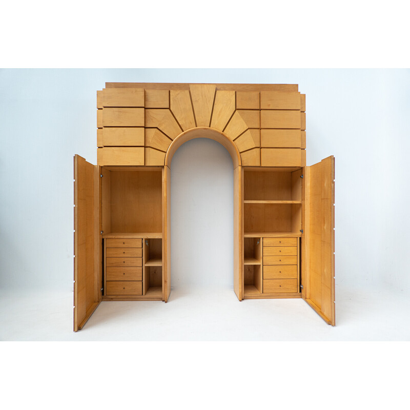 Mid-century maple wood bookcase, Italy 1980s