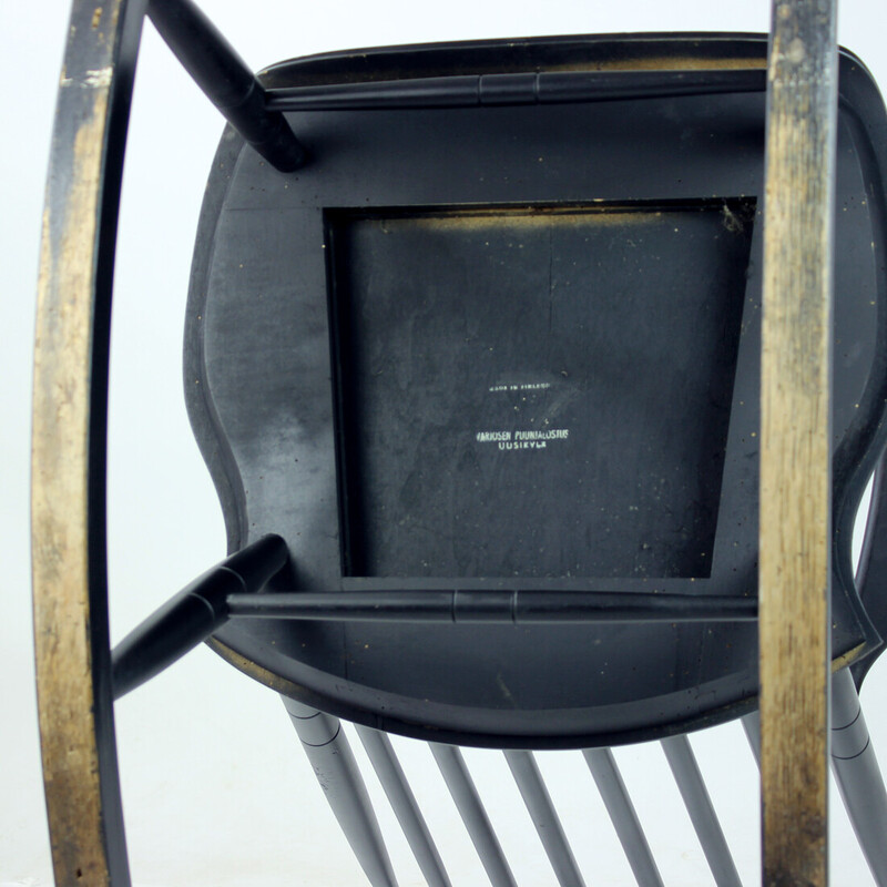 Vintage beechwood rocking chair by Varjosen Puunjalostus, Finland 1960s