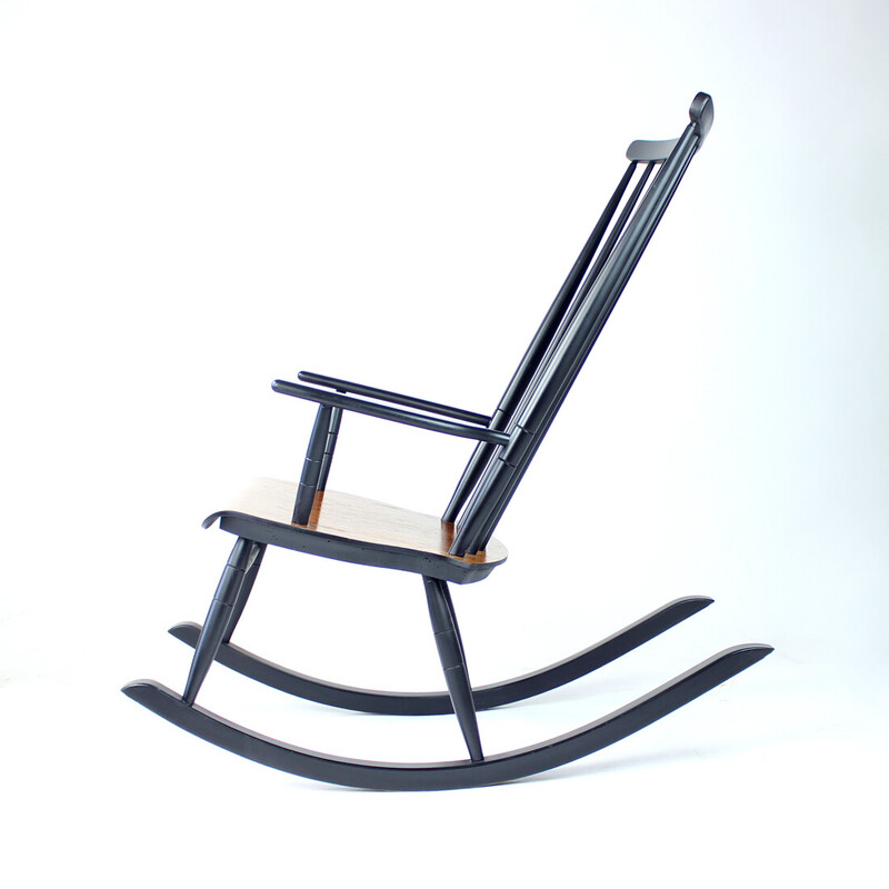 Cadeira de balanço de faia Vintage por Varjosen Puunjalostus, Finlândia 1960