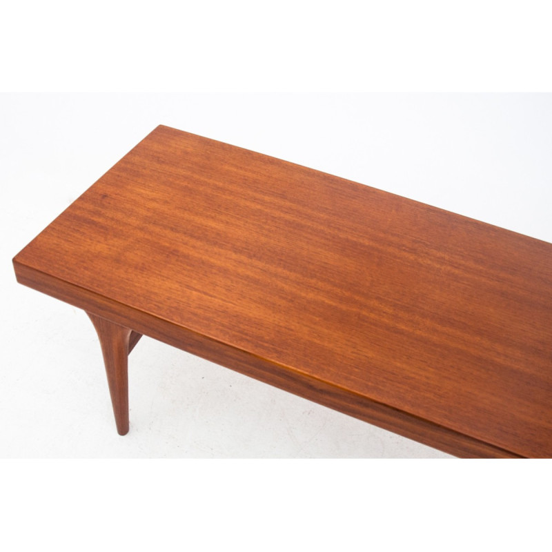 Tavolino vintage in teak con piani estraibili di Johannes Andersen per Silkeborg Mobler, Danimarca 1960