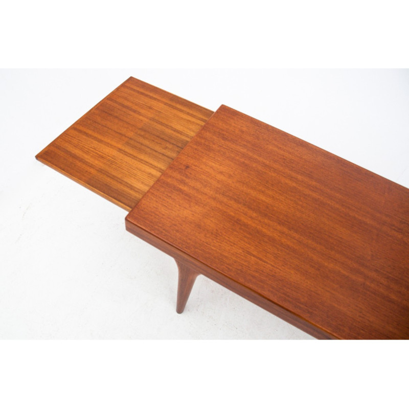 Tavolino vintage in teak con piani estraibili di Johannes Andersen per Silkeborg Mobler, Danimarca 1960