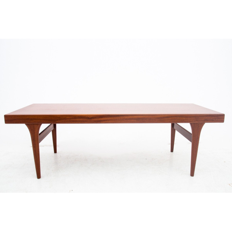 Table basse vintage en teck avec plateaux coulissants par Johannes Andersen pour Silkeborg Mobler, Danemark 1960